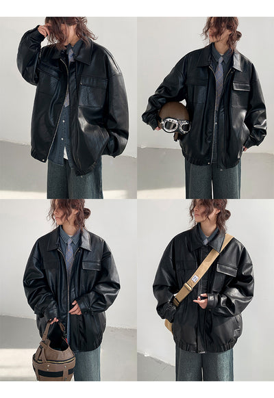 Chaqueta de Cuero Suelta Estilo Japonés para Primavera y Otoño - Image 16