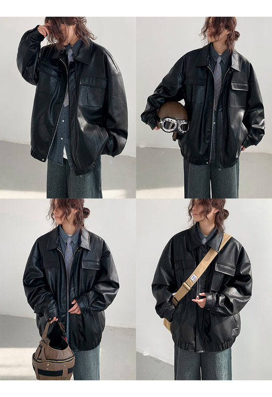 Chaqueta de Cuero Suelta Estilo Japonés para Primavera y Otoño - Image 16