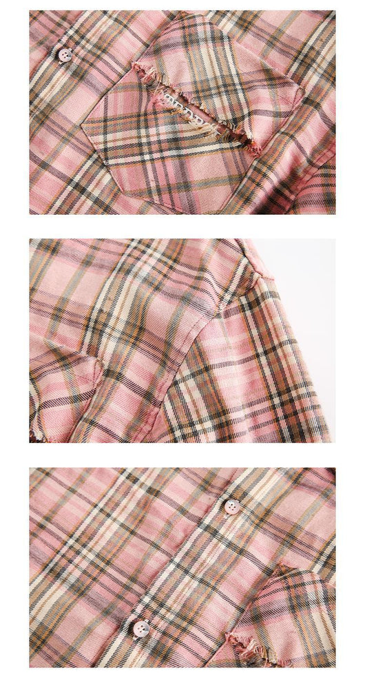 Abrigo Camisa Cuadros con Flecos Unisex - Image 7