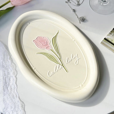 Plato de Cerámica con Relieve Tulipán Calla - Vajilla Francesa - Image 12