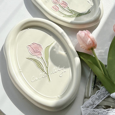 Plato de Cerámica con Relieve Tulipán Calla - Vajilla Francesa - Image 13