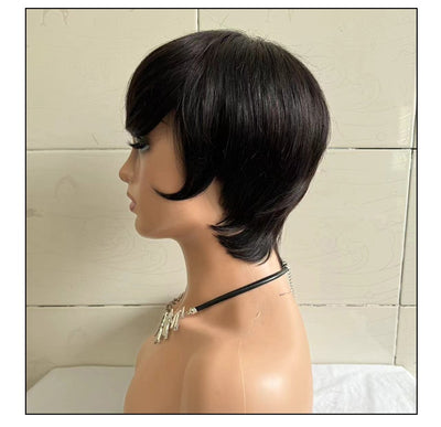 Peluca Corta Recta para Mujer con Cabello Humano Real - Image 14