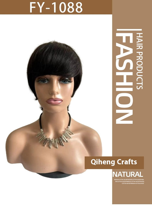 Peluca Corta Recta para Mujer con Cabello Humano Real - Image 15