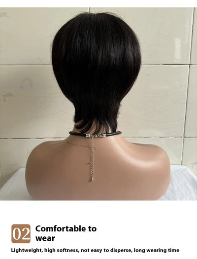 Peluca Corta Recta para Mujer con Cabello Humano Real - Image 17