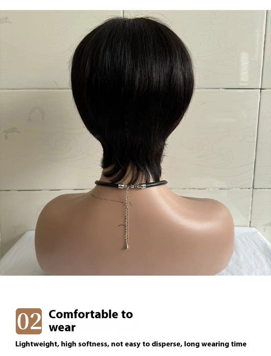 Peluca Corta Recta para Mujer con Cabello Humano Real - Image 17