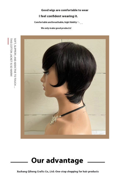 Peluca Corta Recta para Mujer con Cabello Humano Real - Image 18