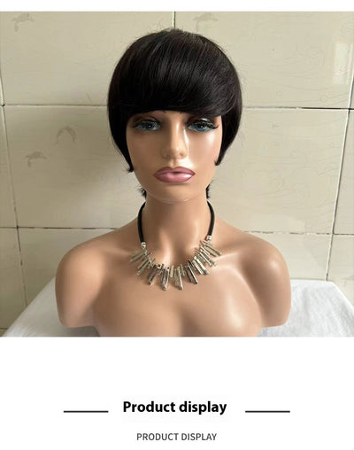 Peluca Corta Recta para Mujer con Cabello Humano Real - Image 21