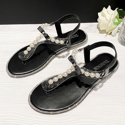 Sandalias Planas con Strass y Perlas para Mujer - Image 10