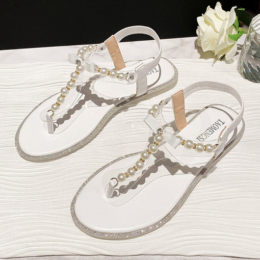 Sandalias Planas con Strass y Perlas para Mujer - Image 11