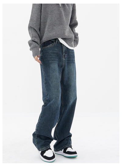 Pantalones Vaqueros Retro Azul Degradado Cintura Alta Rectos Casuales para Mujer - Image 12