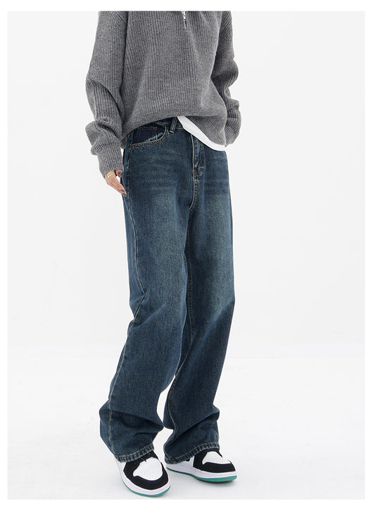 Pantalones Vaqueros Retro Azul Degradado Cintura Alta Rectos Casuales para Mujer - Image 12