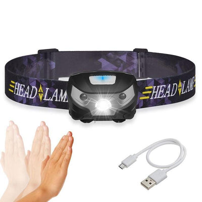Linterna Frontal LED 3000 Lúmenes con Sensor de Movimiento