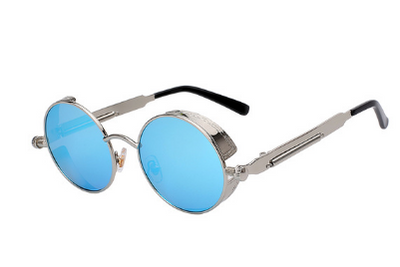 Austin Powers vintage round metal frame sunglasses with clear lenses, gold frames, and black temple tips. - Image 22