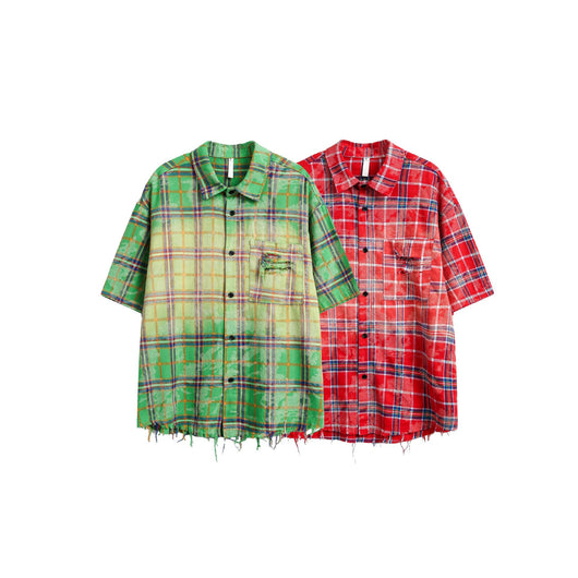 Camisa Hip Hop Cuadros Manga Corta Unisex - Image 18