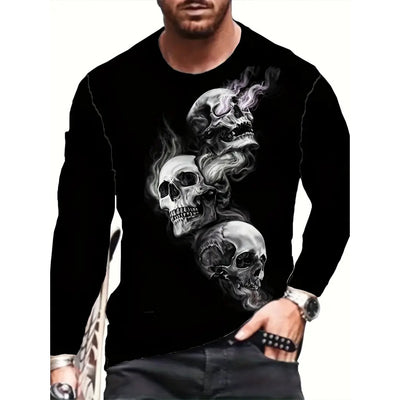 Playera Hombre Estilo Retro 3D Hip-hop Oversize Manga Larga Cuello Redondo - Image 30