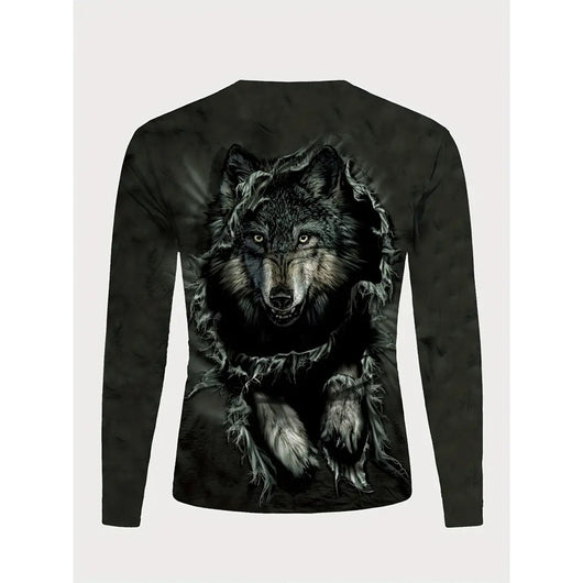 Playera Hombre Estilo Retro 3D Hip-hop Oversize Manga Larga Cuello Redondo - Image 39