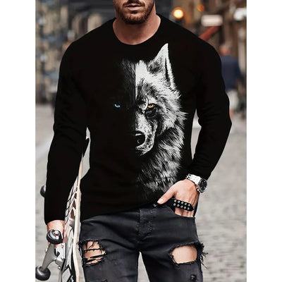 Playera Hombre Estilo Retro 3D Hip-hop Oversize Manga Larga Cuello Redondo - Image 41