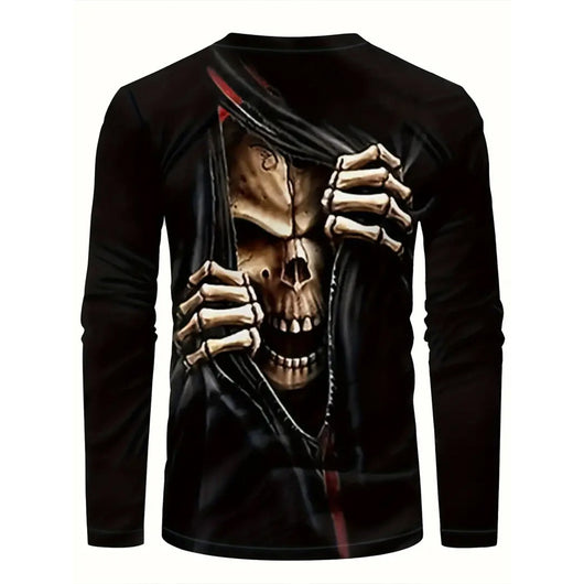 Playera Hombre Estilo Retro 3D Hip-hop Oversize Manga Larga Cuello Redondo - Image 43
