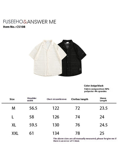 Camisa Cubana Pareja Hueca Cuello Abierto Manga Corta - Image 18