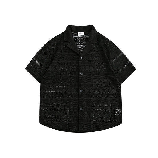 Camisa Cubana Pareja Hueca Cuello Abierto Manga Corta - Image 19