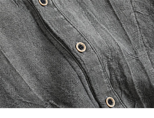 Camisa Holgada de Algodón y Lino Estilo Japonés para Hombre - Image 20