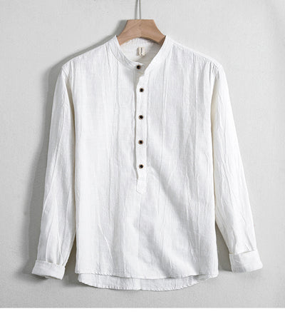 Camisa Holgada de Algodón y Lino Estilo Japonés para Hombre - Image 22