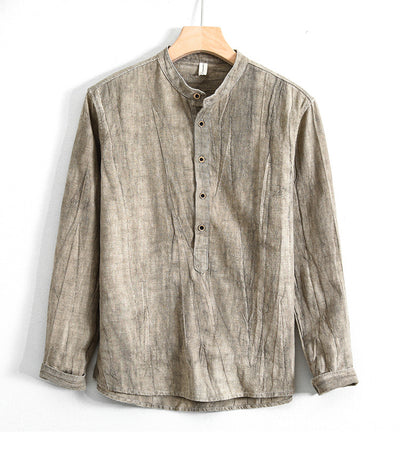 Camisa Holgada de Algodón y Lino Estilo Japonés para Hombre - Image 23