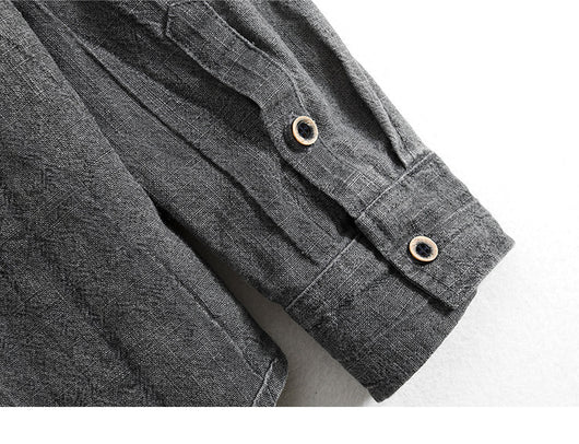 Camisa Holgada de Algodón y Lino Estilo Japonés para Hombre - Image 25