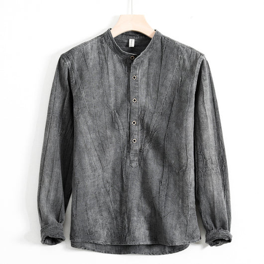 Camisa Holgada de Algodón y Lino Estilo Japonés para Hombre - Image 26