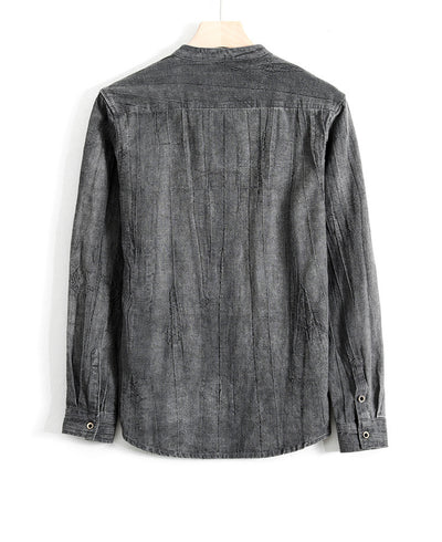 Camisa Holgada de Algodón y Lino Estilo Japonés para Hombre - Image 27