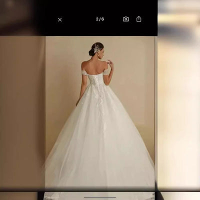 Vestido de Novia Elegante Hombros Descubiertos Estilo Corte Lujo Francés - Image 14