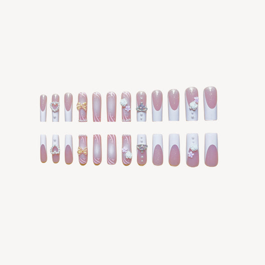 Uñas Postizas Rectangulares con Diamantes Multi-Brillantes - Image 5