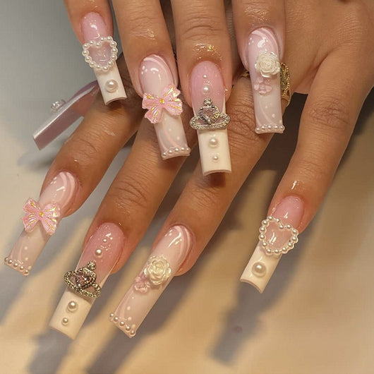 Uñas Postizas Rectangulares con Diamantes Multi-Brillantes - Image 8