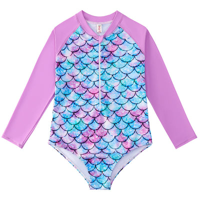 Traje de Baño Sirena Infantil de Manga Larga con Escamas - Image 16