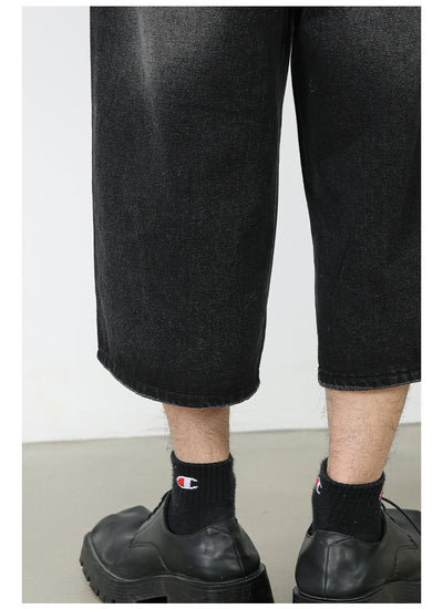 Pantalones Denim Sueltos Grises Estilo Americano Capri - Image 15