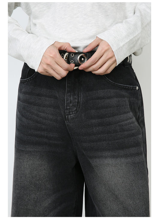 Pantalones Denim Sueltos Grises Estilo Americano Capri - Image 19
