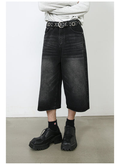 Pantalones Denim Sueltos Grises Estilo Americano Capri - Image 25