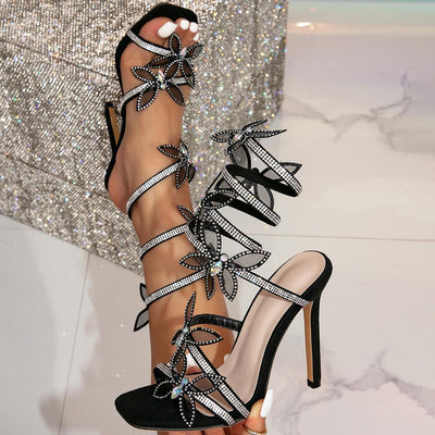 Sandalias Abiertas con Detalles de Serpiente y Diamantes de Agua - Image 14