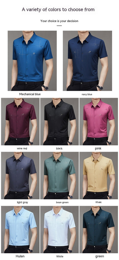 Camisa Ejecutiva de Manga Corta sin Costuras - Comodidad Profesional - Image 24