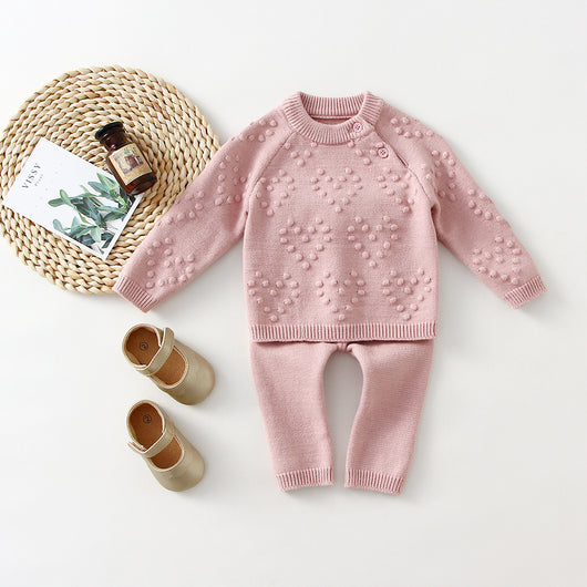 Conjunto Infantil de Suéter y Pantalón Tejido en Colores Sólidos - Image 11