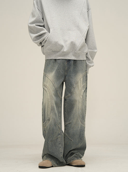 Jeans Rectos Hombre Diseño Deconstruido Niche - Image 14