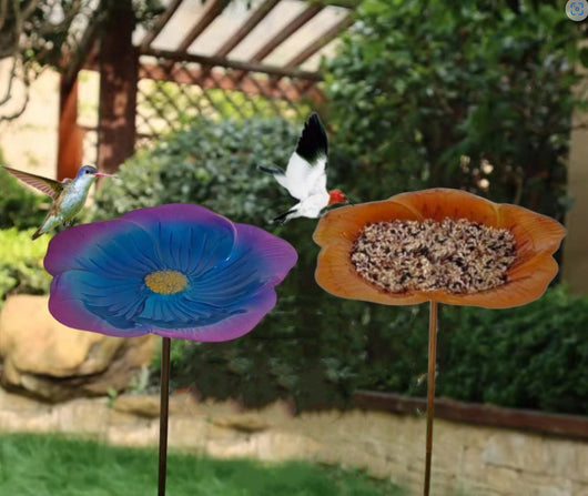 Comedero para Pájaros con Gancho de Oveja y Flores de Metal - Image 16