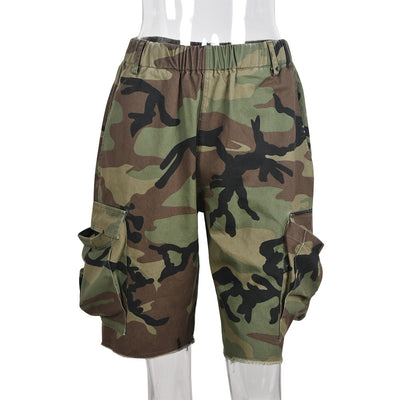 Shorts Casuales Camuflado con Bolsillos Múltiples para Mujer - Image 13