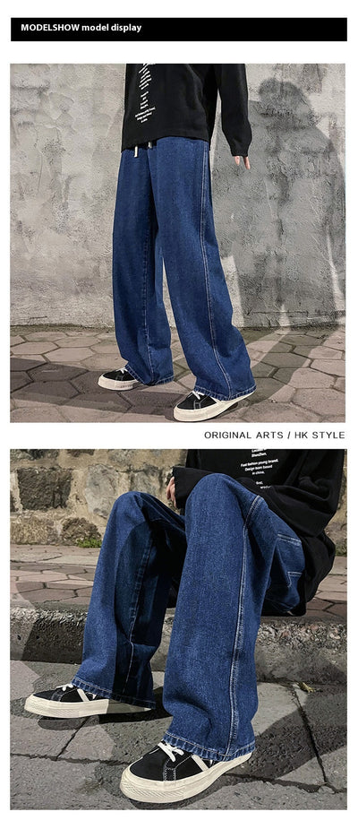 Jeans Rectos Holgados Estilo Retro Lavado Vintage para Hombre - Image 14
