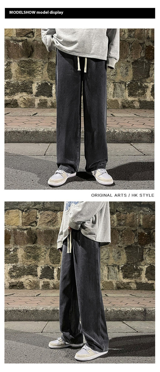 Jeans Rectos Holgados Estilo Retro Lavado Vintage para Hombre - Image 15