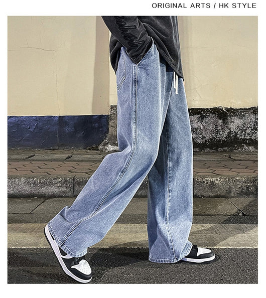 Jeans Rectos Holgados Estilo Retro Lavado Vintage para Hombre - Image 16