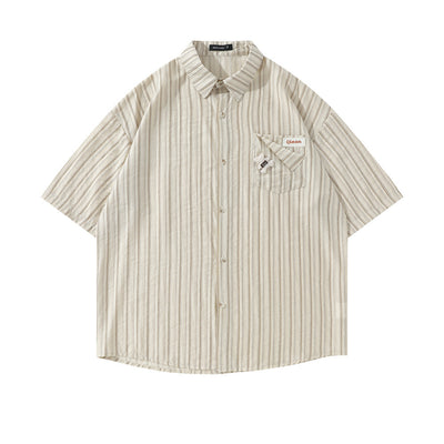 Camisa Suelta de Rayas Verticales para Hombre - Image 19