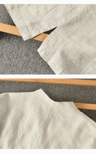 Camisa de Lino Estilo Chino Suelta para Hombre - Image 28
