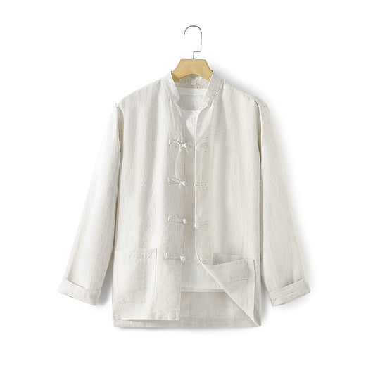 Camisa de Lino Estilo Chino Suelta para Hombre - Image 35