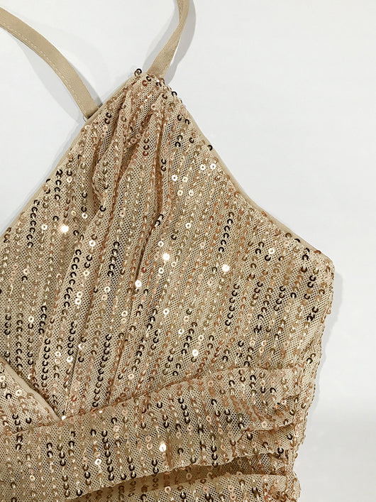 Vestido de Lentejuelas con Cortes Cruzados - Elegancia Vacacional para Mujer - Image 34